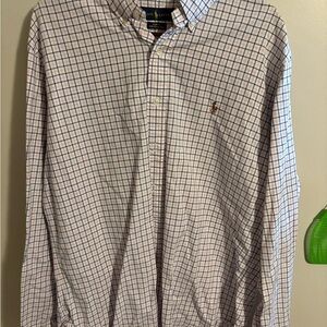 Ralph Lauren Men's White and Blue Plaid Shirt